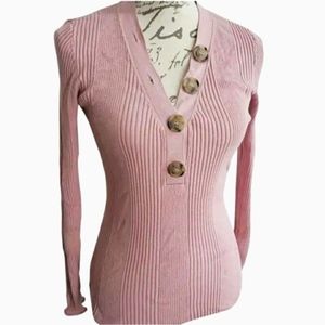 ■Jason Wu■Button Ribbed Wool Knit Top